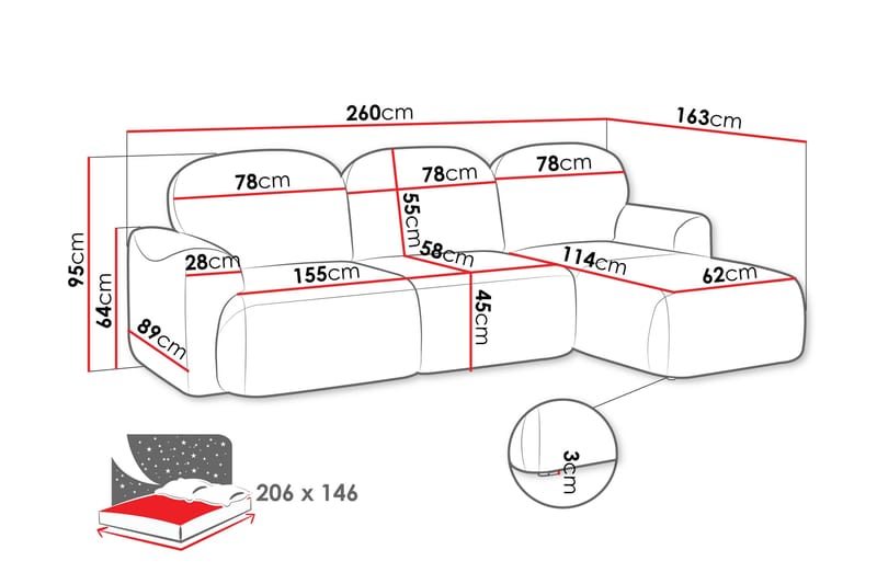 Korfu Bäddsoffa m. Divan 3-sits - Beige - Products - Möbler - Soffa - Bäddsoffa - Bäddsoffa divan