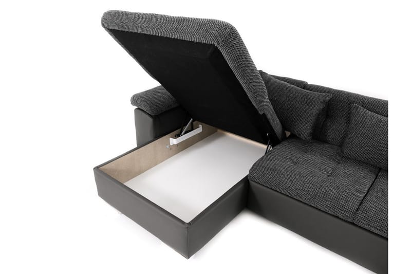 Niko U-Bäddsoffa 350x205x76 cm Divan Höger - Grå/Vit - Products - Möbler - Soffa - Bäddsoffa - Bäddsoffa längsbäddad