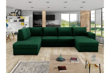 Taberk Bäddsoffa med Divan och Schäslong 4-sits - Grön - Products - Möbler - Soffa - Bäddsoffa - Bäddsoffa divan