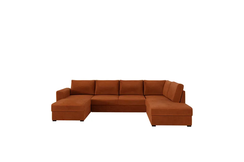 Taberk Bäddsoffa med Divan och Schäslong 4-sits i Chenille, Orange