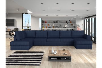 Taberk Bäddsoffa med Divan och Schäslong 5-sits i Chenille - Blå - Products - Möbler - Soffa - Bäddsoffa - Bäddsoffa divan