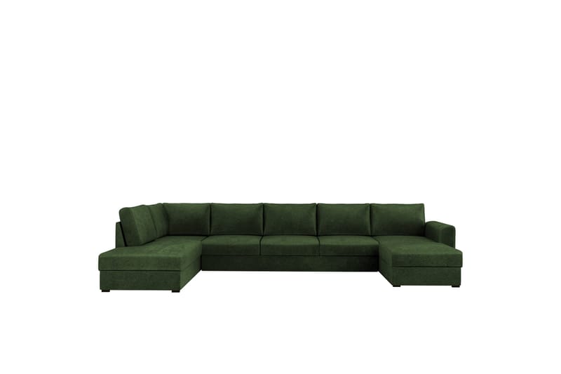 Taberk Bäddsoffa med Divan och Schäslong 5-sits i Chenille, Grön