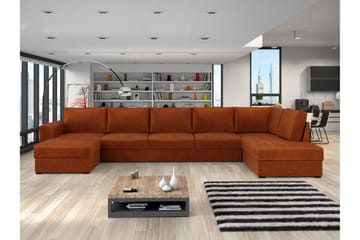 Taberk Bäddsoffa med Divan och Schäslong 5-sits i Chenille - Orange - Products - Möbler - Soffa - Bäddsoffa - Bäddsoffa divan