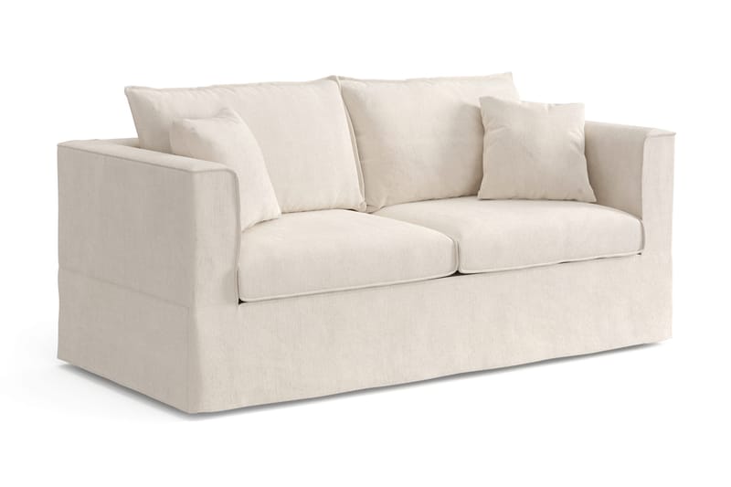 Travstad 3-sits Bäddsoffa med HVILA Bäddmadrass 140x200 cm Polyesterskum Vändbar Sommar & Vintersida och Tvättbar klädsel - Beige/Vit - Products - Möbler - Soffa - Bäddsoffa - 3 sits bäddsoffa