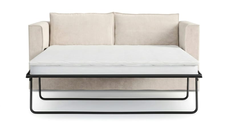Travstad 3-sits Bäddsoffa med HVILA Bäddmadrass 140x200 cm Polyesterskum Vändbar Sommar & Vintersida och Tvättbar klädsel - Beige/Vit - Products - Möbler - Soffa - Bäddsoffa - 3 sits bäddsoffa
