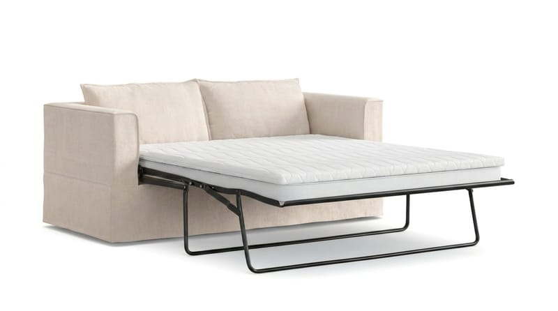 Travstad 3-sits Bäddsoffa med HVILA Bäddmadrass 140x200 cm Polyesterskum Vändbar Sommar & Vintersida och Tvättbar klädsel - Beige/Vit - Products - Möbler - Soffa - Bäddsoffa - 3 sits bäddsoffa