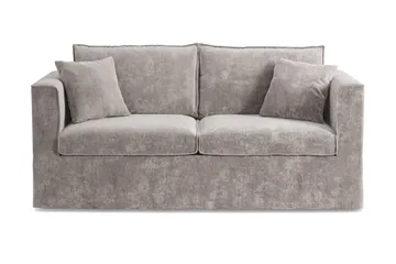 Travstad 3-sits Bäddsoffa med HVILA Bäddmadrass 140x200 cm Polyesterskum med Tvättbar klädsel, Grå/Vit