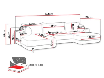 Uppland Bäddsoffa Dubbeldivan 5-sits - Vit - Products - Möbler - Soffa - Bäddsoffa - U bäddsoffa