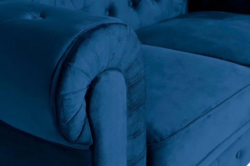 Chesterfield Lyx 2-sits Liten sammetssoffa - Djup soffa 160 cm bred - Blå - Products - Möbler - Soffa - 2 sits soffa