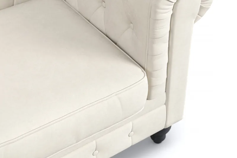 Chesterfield Lyx 3 sits Sammetssoffa- Djup soffa - Beige - Products - Möbler - Soffa - Chesterfield soffa