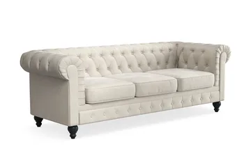 Chesterfield Lyx 3 sits Sammetssoffa- Djup soffa - Beige - Products - Möbler - Soffa - Chesterfield soffa