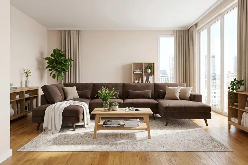 Copenhagen 5-sits Vänstervänd U-formad Large Soffa med Divan och Schäslong i Manchester - Mörkbrun - Products - Möbler - Soffa - U-soffa