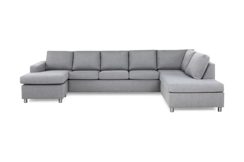 Crazy 5-sits Högervänd U-formad X-Large Soffa med Divan och Schäslong i Tyg, Grå