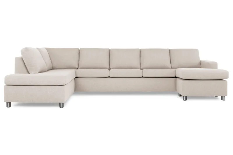 Crazy 5-sits Vänstervänd U-formad X-Large Soffa med Divan och Schäslong i Tyg - Beige - Products - Möbler - Soffa - U-soffa