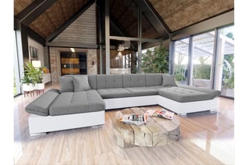 Dewitt Bäddsoffa Dubbelschäslong 4-sits i Konstläder - Vit/Grå - Products - Möbler - Soffa - Skinnsoffa