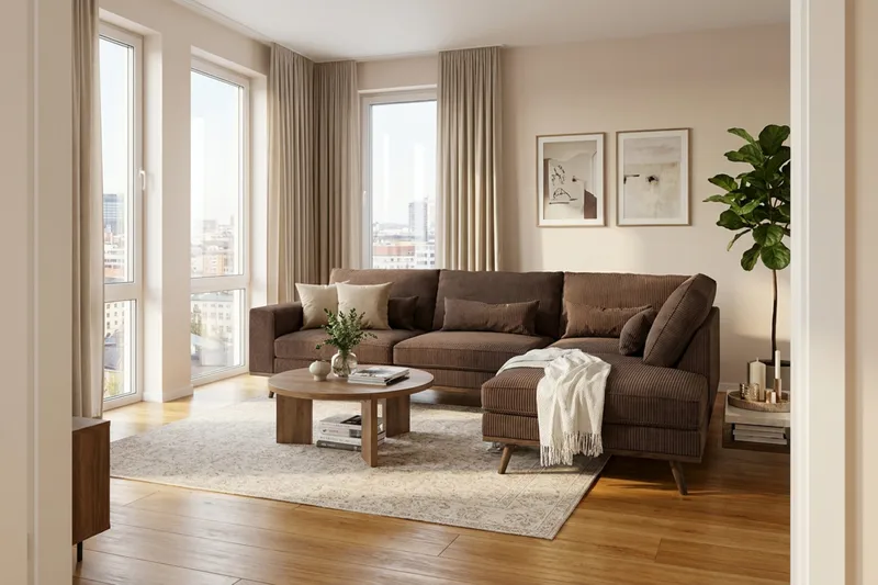 Copenhagen 4-sits Högervänd L-formad Schäslongsoffa i Manchester - Mörkbrun - Products - Möbler - Soffa - Divansoffa & schäslongsoffa - 4 sits soffa med divan