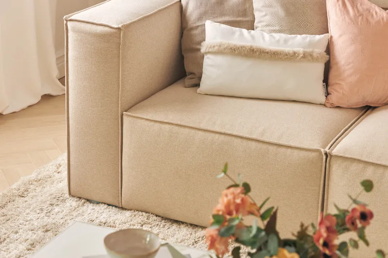 Cubo 4-sits Djup Modulsoffa med Divan i Tyg - Beige - Products - Möbler - Soffa - Divansoffa & schäslongsoffa - 3 sits soffa med divan