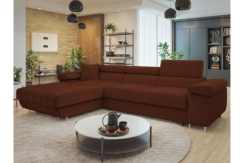 Gabina Soffa med Divan 3-sits - Brun - Products - Möbler - Soffa - Divansoffa & schäslongsoffa - 3 sits soffa med divan