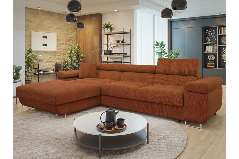 Gabina Soffa med Divan 3-sits - Orange - Products - Möbler - Soffa - Divansoffa & schäslongsoffa - 3 sits soffa med divan