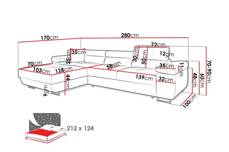 Gabina Soffa med Divan 3-sits - Vit - Products - Möbler - Soffa - Divansoffa & schäslongsoffa - 3 sits soffa med divan
