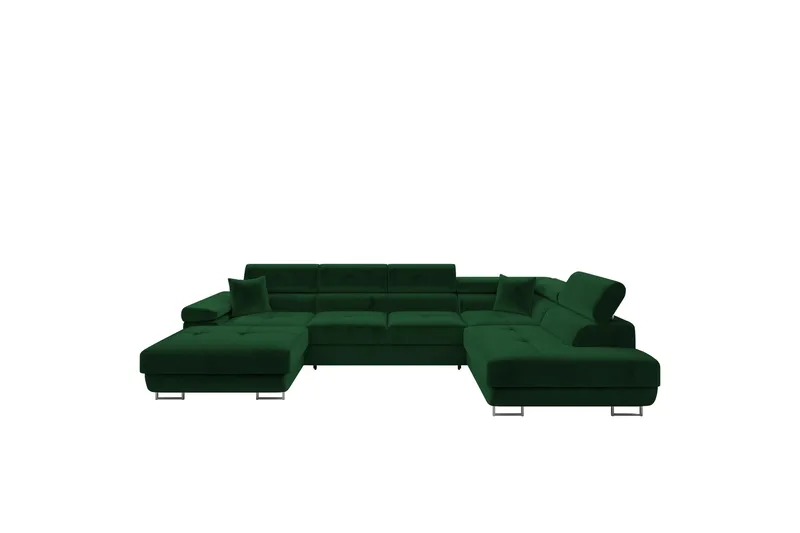 Gabina Soffa med Divan och Schäslong 4-sits - Grön - Products - Möbler - Soffa - Divansoffa & schäslongsoffa - 4 sits soffa med divan