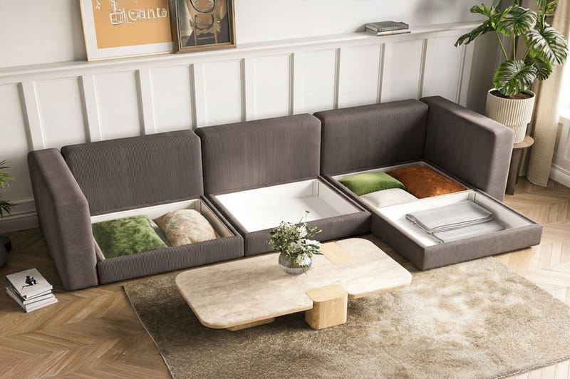 Hagblom 4-sits Divansoffa med Förvaring Vändbar - Mörkgrå - Products - Möbler - Soffa - Divansoffa & schäslongsoffa - 4 sits soffa med divan
