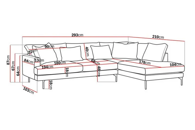 Menard 4-sits Högervänd L-formad Djup Schäslongsoffa i Manchester - Beige - Products - Möbler - Soffa - Divansoffa & schäslongsoffa - 4 sits soffa med divan