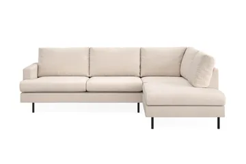 Menard Compact 4-sits Högervänd L-formad Schäslongsoffa i Tyg, Beige
