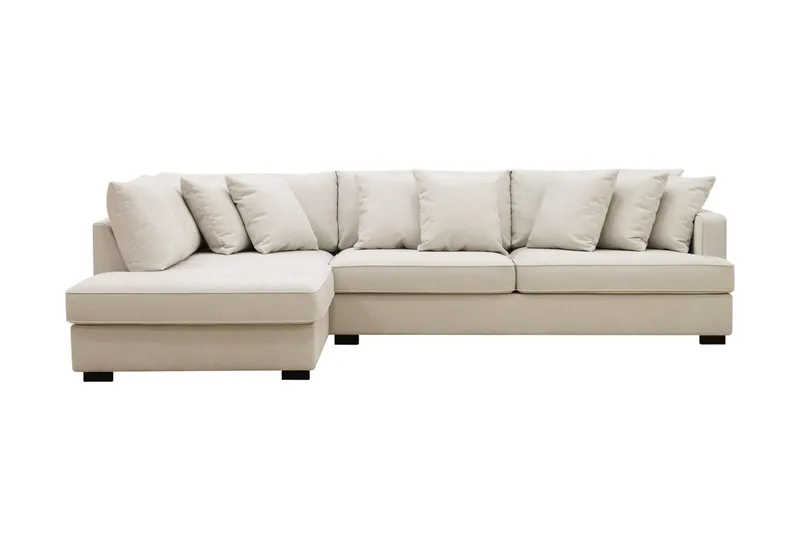 Rossita 4-sits Vänstervänd L-formad Djup Schäslongsoffa i Tyg, Beige