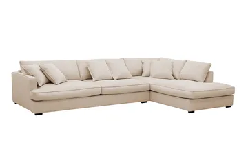 Rossita Lyx 4-sits Extra djup Soffa med Schäslong Höger - Beige Manchester - Products - Möbler - Soffa - Divansoffa & schäslongsoffa - 4 sits soffa med divan