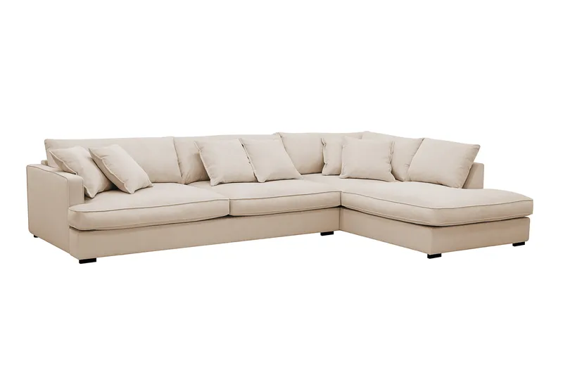 Rossita Lyx 4-sits Extra djup Soffa med Schäslong Höger - Beige Manchester - Products - Möbler - Soffa - Divansoffa & schäslongsoffa - 4 sits soffa med divan