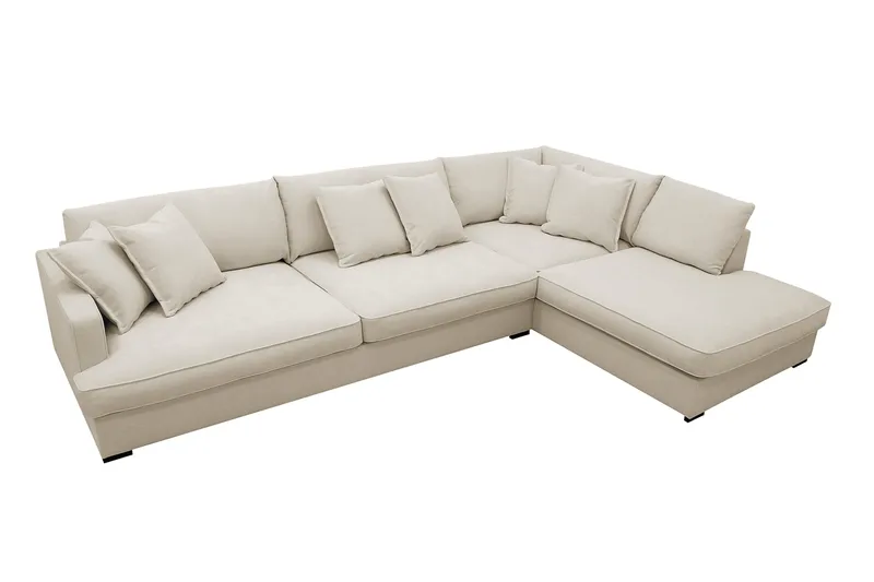 Rossita Lyx 4-sits Extra djup Soffa med Schäslong Höger - Beige Tyg - Products - Möbler - Soffa - Divansoffa & schäslongsoffa - 4 sits soffa med divan