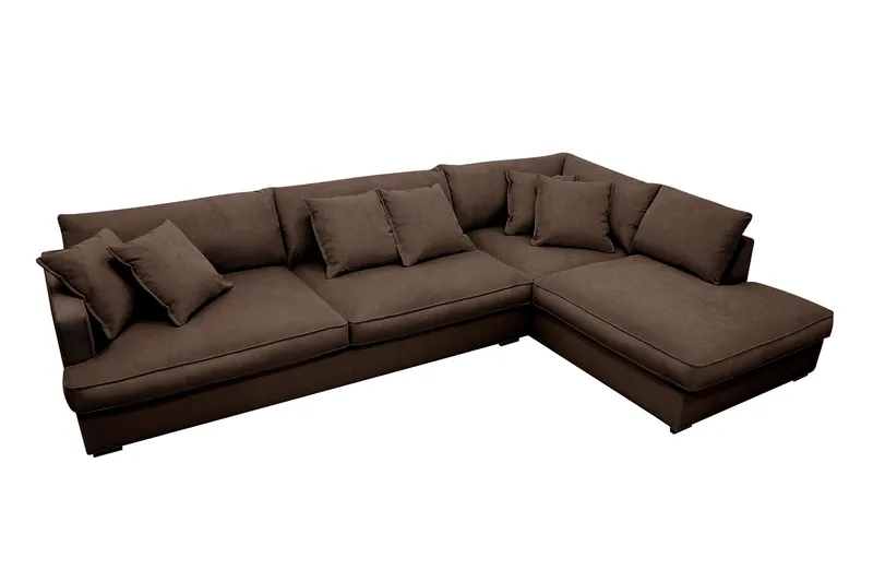 Rossita Lyx 4-sits Extra djup Soffa med Schäslong Höger - Brun Manchester - Products - Möbler - Soffa - Divansoffa & schäslongsoffa - 4 sits soffa med divan