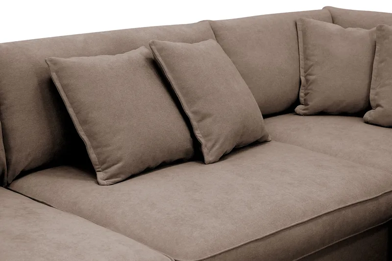 Rossita Lyx 4-sits Extra djup Soffa med Schäslong Höger - Brun Tyg - Products - Möbler - Soffa - Divansoffa & schäslongsoffa - 4 sits soffa med divan