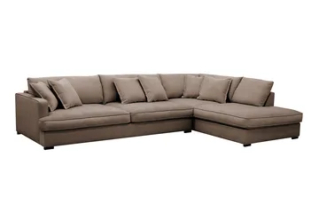 Rossita Lyx 4-sits Extra djup Soffa med Schäslong Höger - Brun Tyg - Products - Möbler - Soffa - Divansoffa & schäslongsoffa - 4 sits soffa med divan