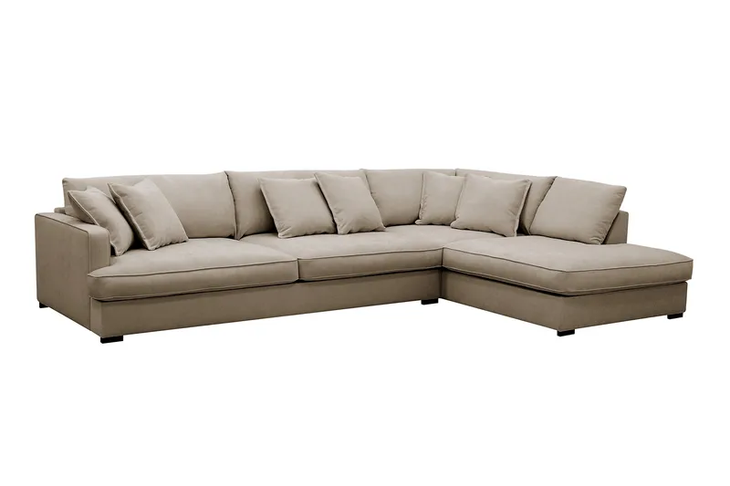 Rossita Lyx 4-sits Extra djup Soffa med Schäslong Höger - Brun Tyg - Products - Möbler - Soffa - Divansoffa & schäslongsoffa - 4 sits soffa med divan