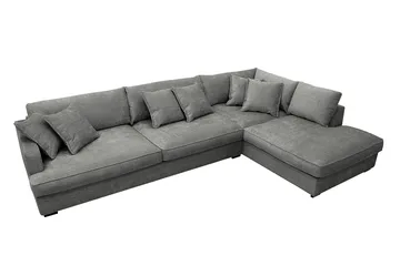 Rossita Lyx 4-sits Extra djup Soffa med Schäslong Höger - Grå Chenille - Products - Möbler - Soffa - Divansoffa & schäslongsoffa - 4 sits soffa med divan