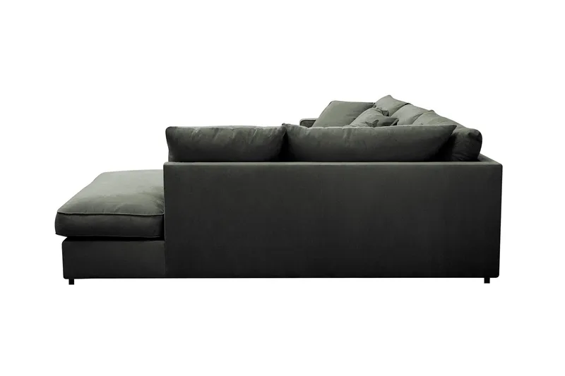 Rossita Lyx 4-sits Extra djup Soffa med Schäslong Höger - Mörkgrön Manchester - Products - Möbler - Soffa - Divansoffa & schäslongsoffa - 4 sits soffa med divan