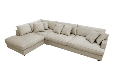 Rossita Lyx 4-sits Extra djup Soffa med Schäslong Vänster - Beige Chenille - Products - Möbler - Soffa - Divansoffa & schäslongsoffa - 4 sits soffa med divan