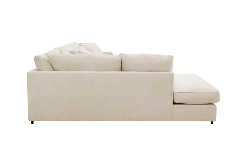Rossita Lyx 4-sits Extra djup Soffa med Schäslong Vänster - Beige Chenille - Products - Möbler - Soffa - Divansoffa & schäslongsoffa - 4 sits soffa med divan