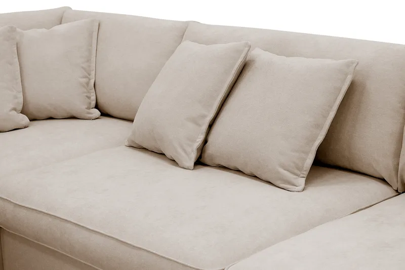 Rossita Lyx 4-sits Extra djup Soffa med Schäslong Vänster - Beige Tyg - Products - Möbler - Soffa - Divansoffa & schäslongsoffa - 4 sits soffa med divan