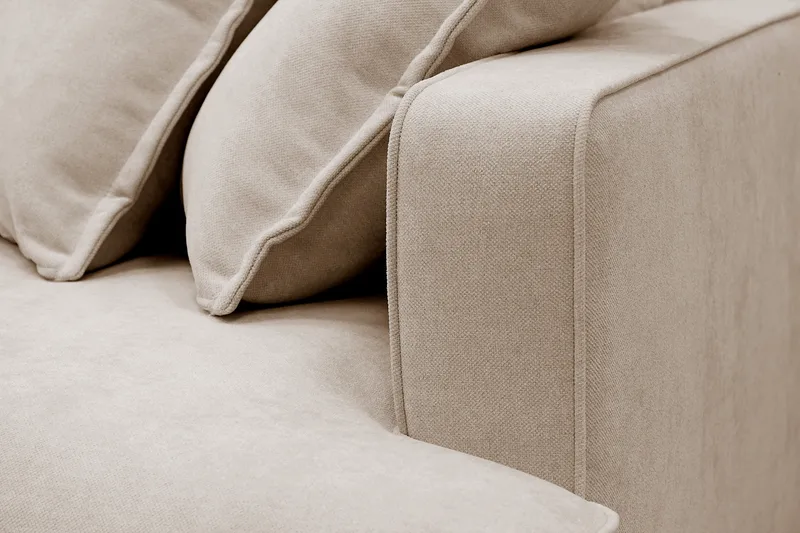 Rossita Lyx 4-sits Extra djup Soffa med Schäslong Vänster - Beige Tyg - Products - Möbler - Soffa - Divansoffa & schäslongsoffa - 4 sits soffa med divan