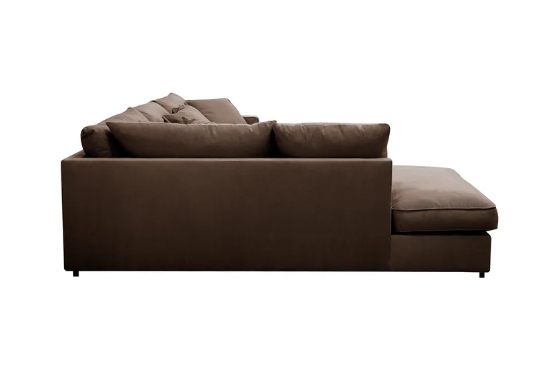 Rossita Lyx 4-sits Extra djup Soffa med Schäslong Vänster - Brun Manchester - Products - Möbler - Soffa - Divansoffa & schäslongsoffa - 4 sits soffa med divan