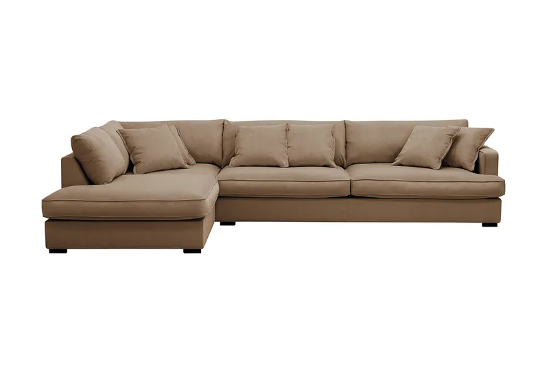 Rossita Lyx 4-sits Extra djup Soffa med Schäslong Vänster - Brun Manchester - Products - Möbler - Soffa - Divansoffa & schäslongsoffa - 4 sits soffa med divan