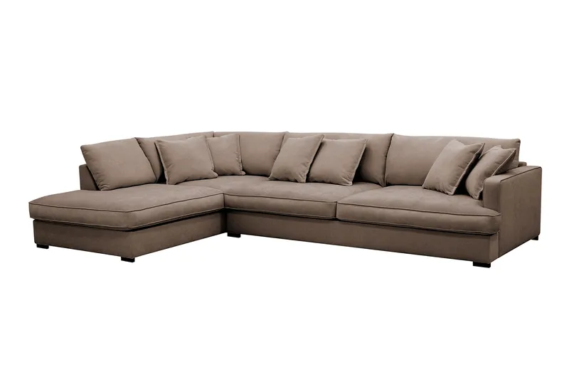 Rossita Lyx 4-sits Extra djup Soffa med Schäslong Vänster - Brun Tyg - Products - Möbler - Soffa - Divansoffa & schäslongsoffa - 4 sits soffa med divan