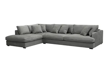 Rossita Lyx 4-sits Extra djup Soffa med Schäslong Vänster - Grå Chenille - Products - Möbler - Soffa - Divansoffa & schäslongsoffa - 4 sits soffa med divan