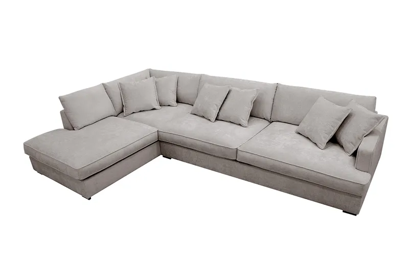 Rossita Lyx 4-sits Extra djup Soffa med Schäslong Vänster - Grå/Brun Chenille - Products - Möbler - Soffa - Divansoffa & schäslongsoffa - 4 sits soffa med divan