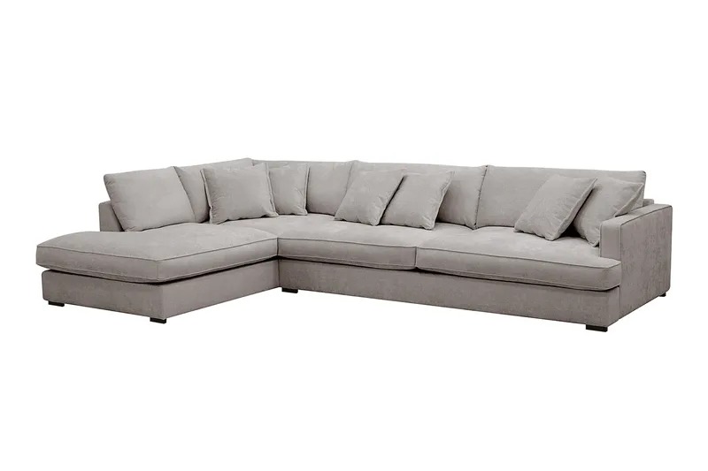 Rossita Lyx 4-sits Extra djup Soffa med Schäslong Vänster - Grå/Brun Chenille - Products - Möbler - Soffa - Divansoffa & schäslongsoffa - 4 sits soffa med divan