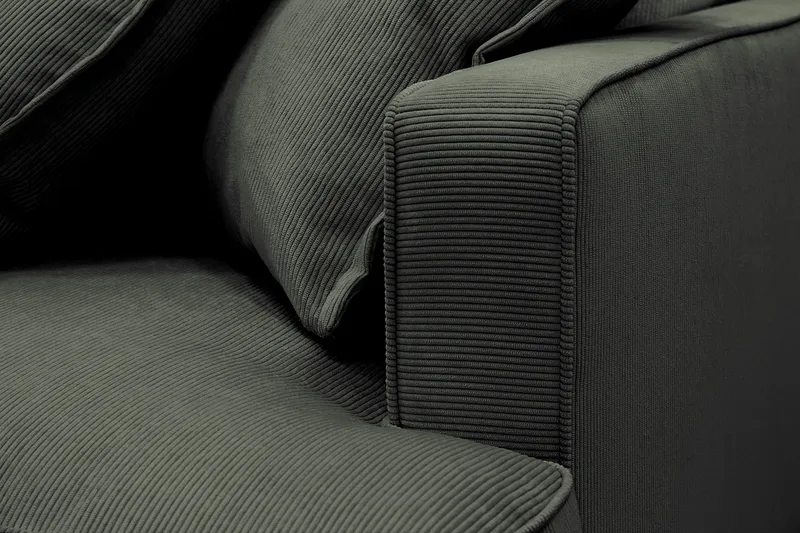 Rossita Lyx 4-sits Extra djup Soffa med Schäslong Vänster - Mörkgrön Manchester - Products - Möbler - Soffa - Divansoffa & schäslongsoffa - 4 sits soffa med divan