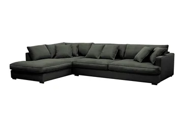 Rossita Lyx 4-sits Extra djup Soffa med Schäslong Vänster - Mörkgrön Manchester - Products - Möbler - Soffa - Divansoffa & schäslongsoffa - 4 sits soffa med divan